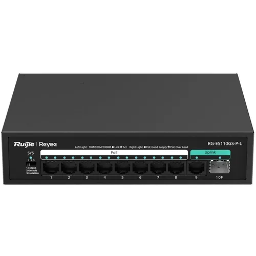 Ruijie Reyee RG-ES110GS-P-L, 10-Port 10/100/1000 Mbps Unmanaged PoE Switch