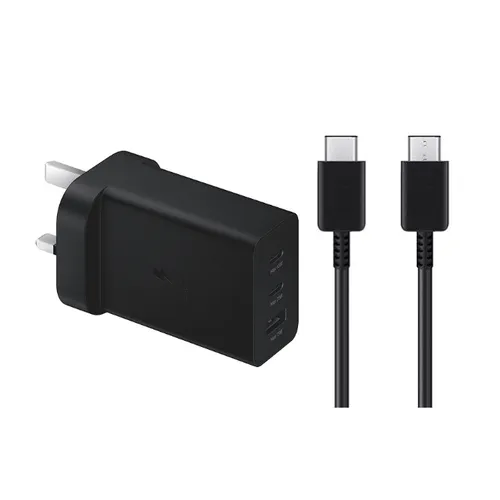 Samsung 65W PD Power Adapter Trio USB-C X 2 Ports USB-A Port and Type-C To C Cable - CN Version
