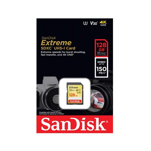 SanDisk Extreme 128GB SDXC 150 MB/S UHS-I Memory Card
