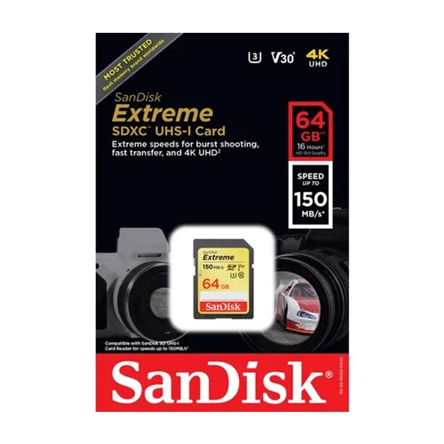 SanDisk Extreme 64GB SDXC 150MB/s UHS-I Memory Card