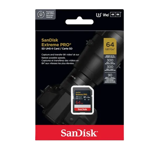 Sandisk Extreme Pro 64GB 300 Read 300 Write SD UHS-ll Card