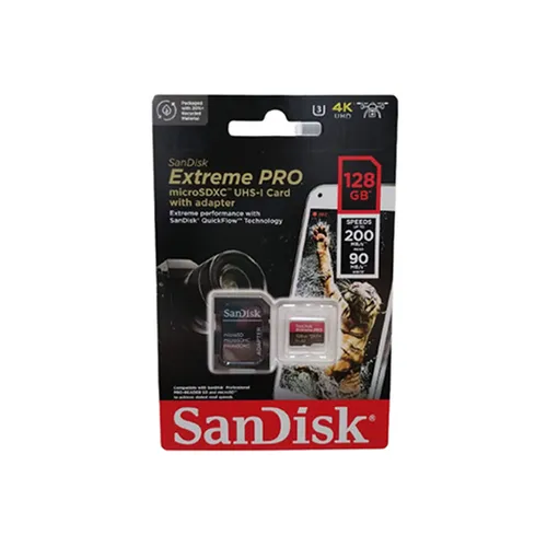 SanDisk Extreme PRO microSDXC 128GB 200MB/s UHS-I Memory Card with Adapter
