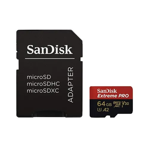 SanDisk Extreme PRO microSDXC 64GB 200MB/s UHS-I Memory Card with Adapter