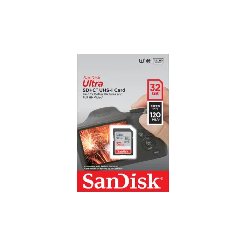 SANDISK ULTRA 32GB 120MB/s SD MEMORY (3y)