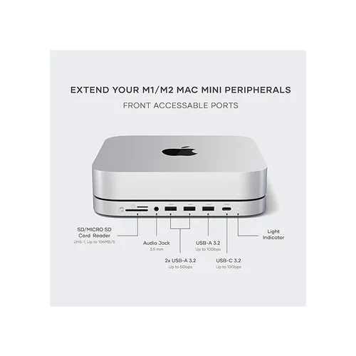 Satechi ST-GMMSHS Mac Mini Hub &amp; Stand with NVME/SATA M.2 SSD Enclosure
