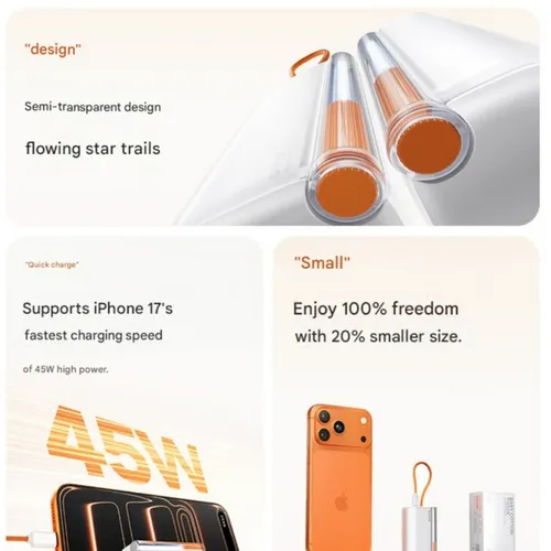 Sharge Flow 3 45W 10000mAh Power Bank With Built-in Cable