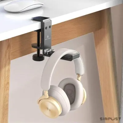 Simplist APPHOME Headphone Hanger Holder – Space-Saving Under Desk Clamp Hook Mount
