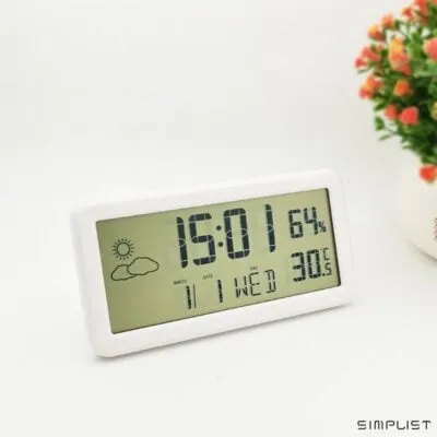 Simplist Ausyst Digital Desk Clock with Date, Week, Temperature, and Humidity Display