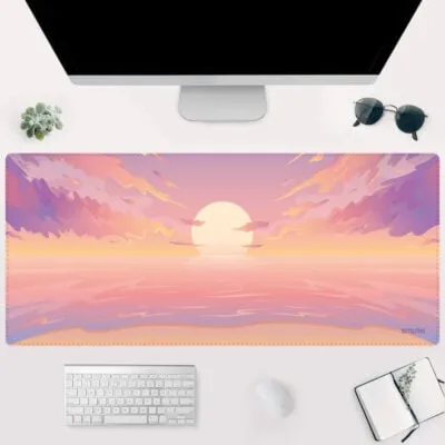Simplist Gimars Large Printed Rubber Desk Mat – Sunset Design (90×40 CM) – Extended Non-slip Mousepad for Home and Office