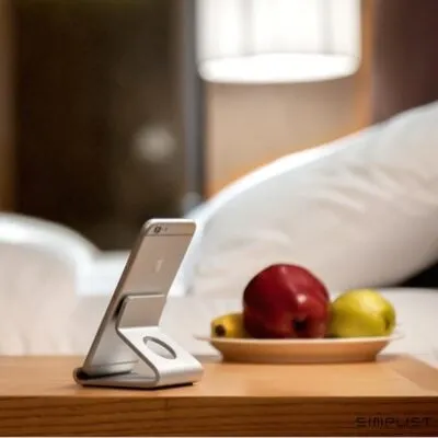 Simplist UPERGO Mobile Phone Dock Stand – Aluminium Smart Phone Holder (Silver)