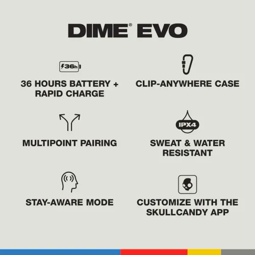 Skullcandy Dime Evo Travel Earbuds