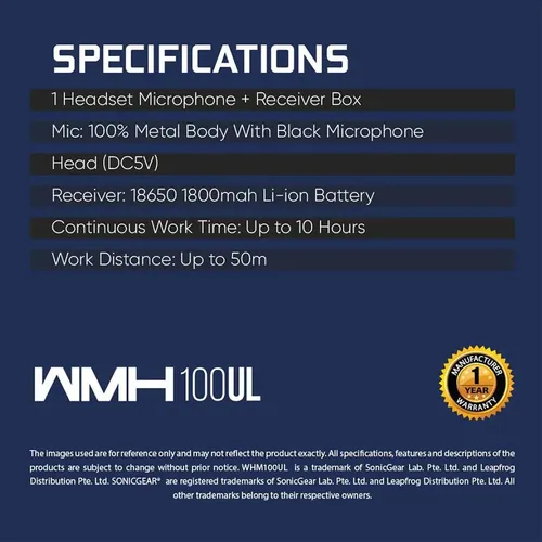 SonicGear WMH 100UL Wireless Dual Microphones