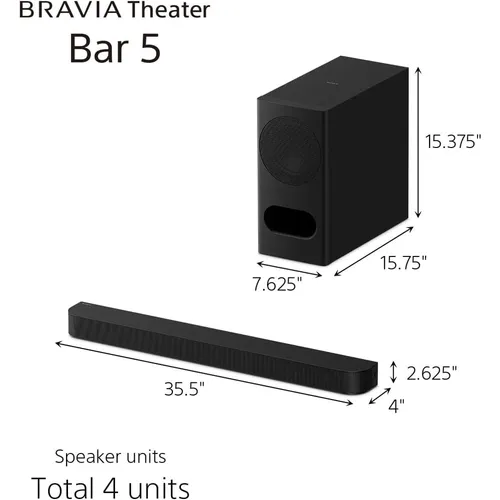 Sony HT-B500 Bravia Theatre Bar 5 3.1 inch Soundbar with Powerful Wireless Subwoofer