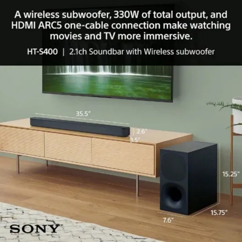 Sony HT-S400 2.1ch Soundbar with Wireless Subwoofer