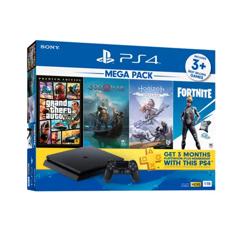 Sony PlayStation 4 Slim Mega Pack 2 - 1TB - (Grand Theft Auto V: Premium Online Edition + God of War + Horizon Zero Dawn: Complete Edition)