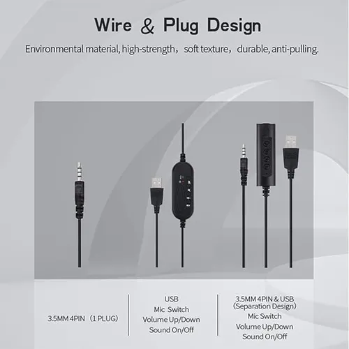 SY490MV Call Center Wired Headset Wired Control USB+3.5MM Port