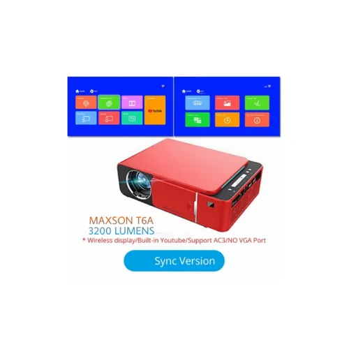 T6A Portable HD LED Projector (Android) Video Beamer 1280 x 720P