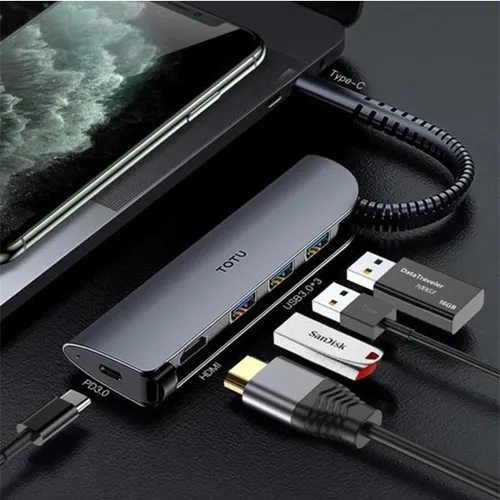 Totu 5 In 1 Type-C To 3*USB+PD+HDMI Converter (FGCR-005)