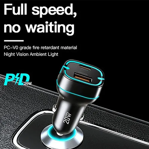 TOTU Minimal Series 20W USB+Type-C Fast Car Charger