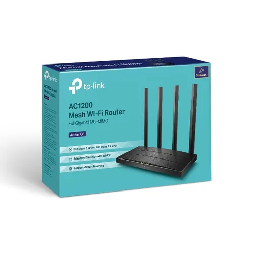 TP-LINK Archer C6 V4 AC1200 Wireless MU-MIMO Gigabit Router