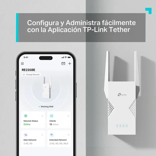 TP-Link RE235BE BE3600 Dual-Band Wi-Fi 7 Range Extender, 2.4GHz 688Mbps + 5GHz 2882Mbps, EasyMesh Compatible