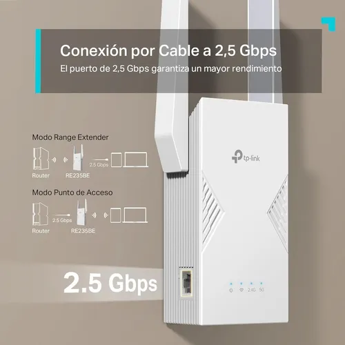 TP-Link RE235BE BE3600 Dual-Band Wi-Fi 7 Range Extender, 2.4GHz 688Mbps + 5GHz 2882Mbps, EasyMesh Compatible