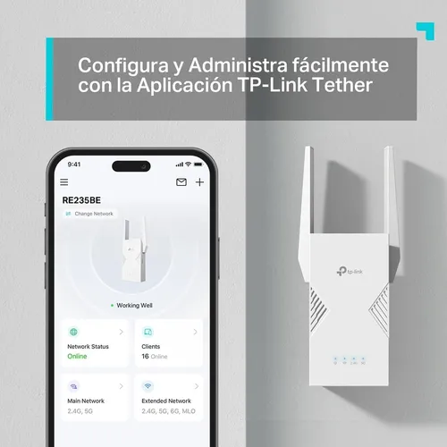 TP-Link RE235BE BE3600 Dual-Band Wi-Fi 7 Range Extender, 2.4GHz 688Mbps + 5GHz 2882Mbps, EasyMesh Compatible