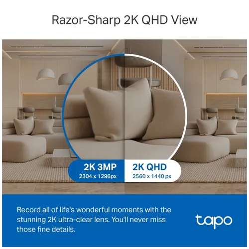 TP-Link Tapo C220 Pan/Tilt Smart AI 2K 4MP QHD 1440p Home Security Wi-Fi Camera