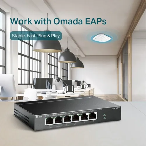 Tp-Link TL-SF1006P | 6-Port 10/100Mbps Desktop PoE Switch with 4-Port PoE+