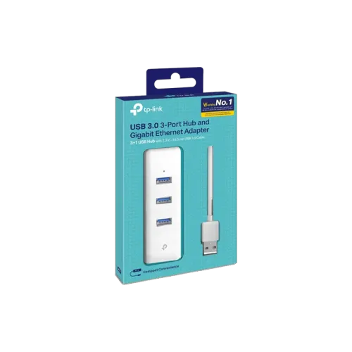 TP-LINK UE330 3 PORT 3.0USB HUB & GIGABIT ETHERNET ADAPTER (2y)