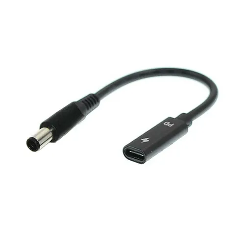 Type-C PD Female Input to Dell 7.4x5.0mm DC Tip Power Charging Cable Adapter