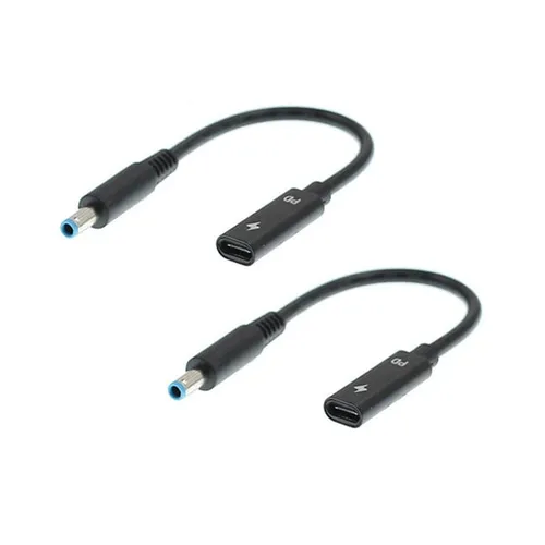 Type-C PD Female Input to HP Blue Tip Charging Cable Adapter