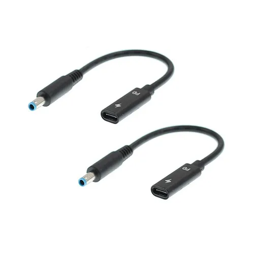 Type-C PD Female Input to HP Blue Tip Charging Cable Adapter