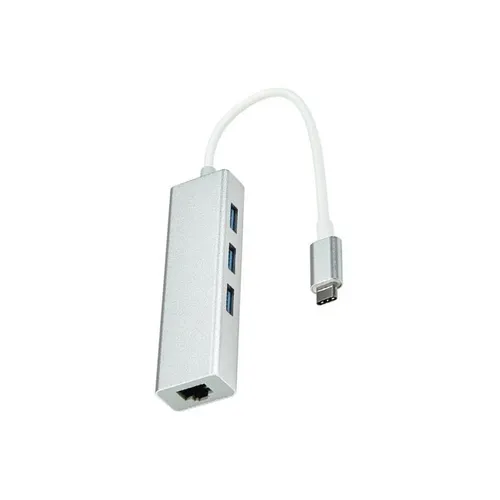 Type-C to RJ45 Ethernet Port + 3 Port USB Hub Adapter
