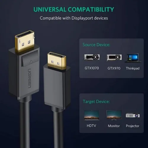 UGREEN 10212 DisplayPort Male to Male 3M Cable
