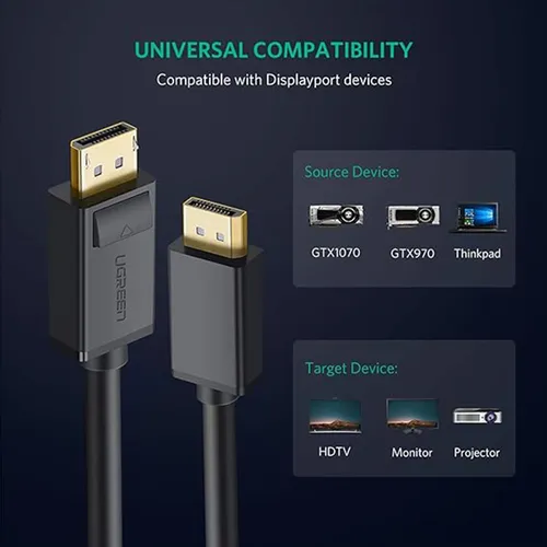 UGREEN 10212 DisplayPort Male to Male 3M Cable
