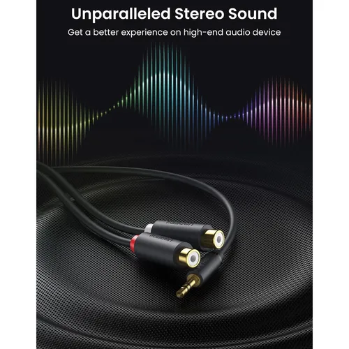 UGREEN 10547 3.5mm Male to 2RCA Female 25CM Cable