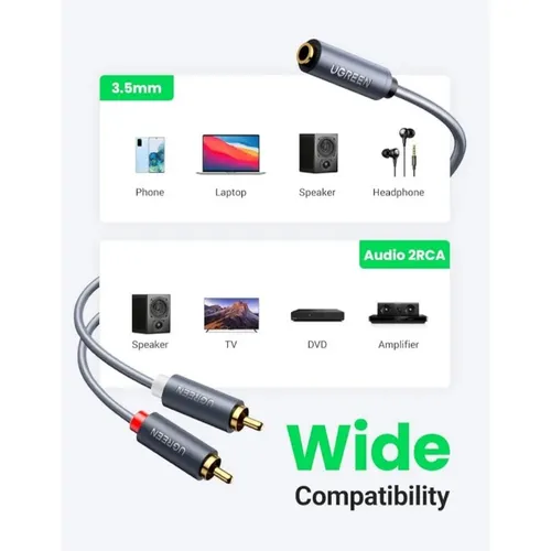 UGREEN 10588 3.5mm Female to 2RCA Male 1M Audio Cable
