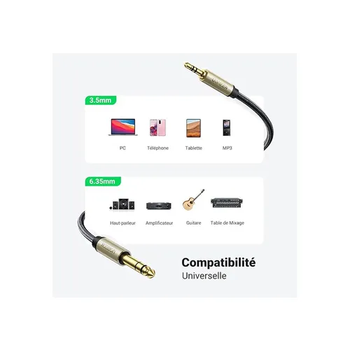UGREEN 10625 3.5mm to 6.5mm TRS 1M AUX Cable