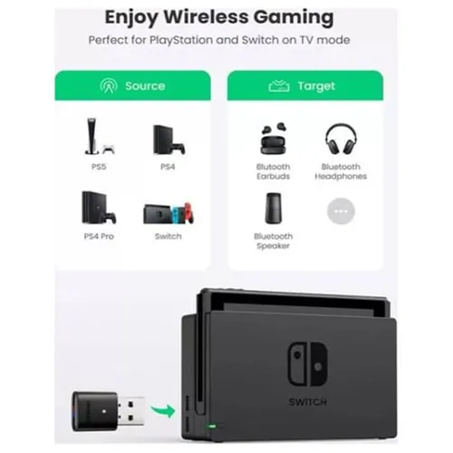 UGREEN 10928 USB Bluetooth 5.0 Transmitter Adapter for Switch/PlayStation