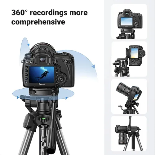 UGREEN 15187 LP661 4-Section Professional Tripod with Clip Phone Holder