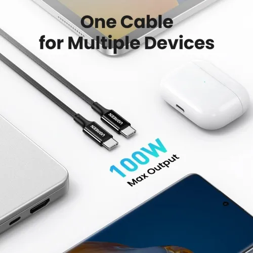 UGREEN 15275 100W 5A USB-C to USB-C Braided 1M Cable