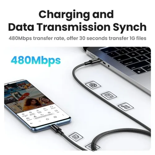UGREEN 15275 100W 5A USB-C to USB-C Braided 1M Cable