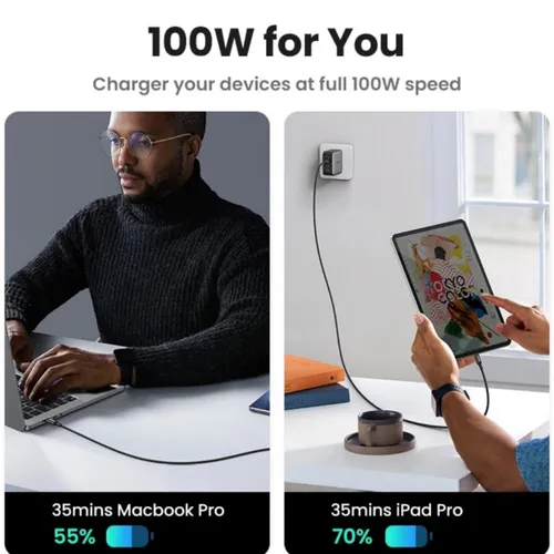 UGREEN 15275 100W 5A USB-C to USB-C Braided 1M Cable