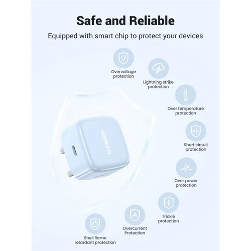 UGREEN 15346 20W USB-C UK 3 Pin Fast Charger