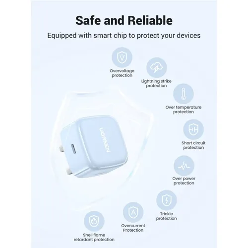 UGREEN 15346 20W USB-C UK 3 Pin Fast Charger