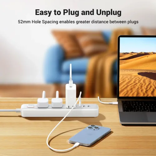 UGREEN 15461 3-Outlet Surge Protection Extension Code with 30W Type-C Port + Dual USB Ports