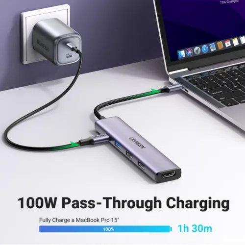 UGREEN 15495 Revodok 100W PD 5-in-1 4K @ 60Hz Type-C Hub Adapter