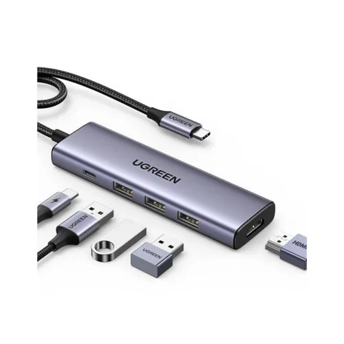 UGREEN 15596 5-in-1 USB-C to 4K@30Hz HDMI + PD Power + 3 x USB3.0 5gbps Multifunction Adapter