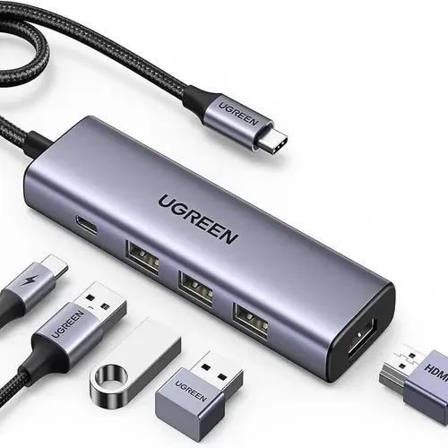 UGREEN 15597 USB C Hub 5-in-1 USB-C Hub with 4K@60Hz HDMI 100W Power Delivery 3 USB-A 3.0 Data Ports USB C Dock Adapter